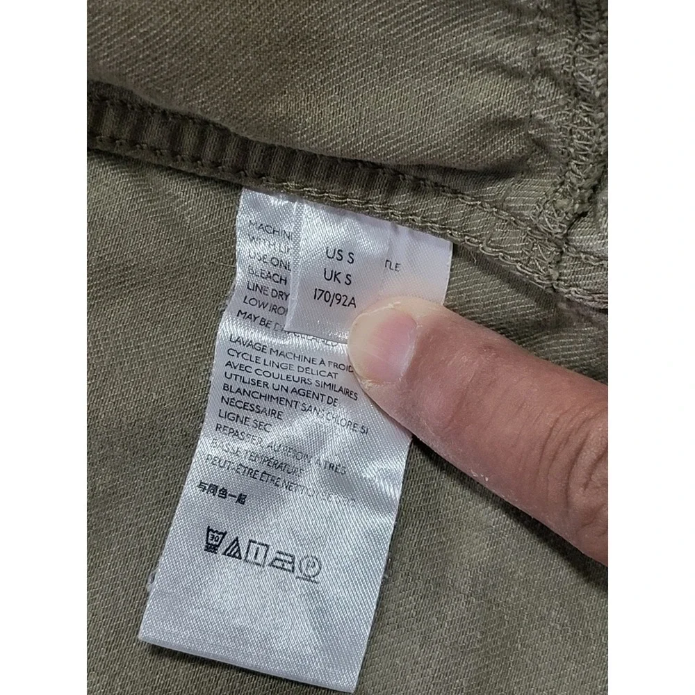 Free People Moonchild Denim Jacket Womens Large Army Green Distressed Size Small - Picture 8 of 14